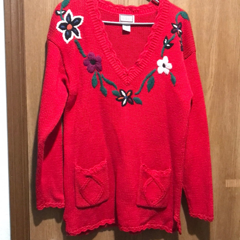 62 East M Heavy Knit Sweater Embroidered Vintage